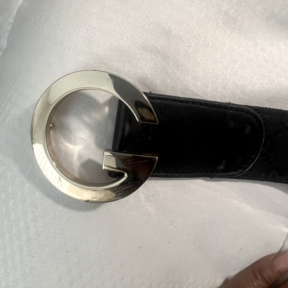 Vintage Gucci Monogram G Leather and Fabric Belt